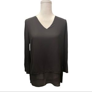 Michael Kors Black Front Drape‎ Blouse Sz Med